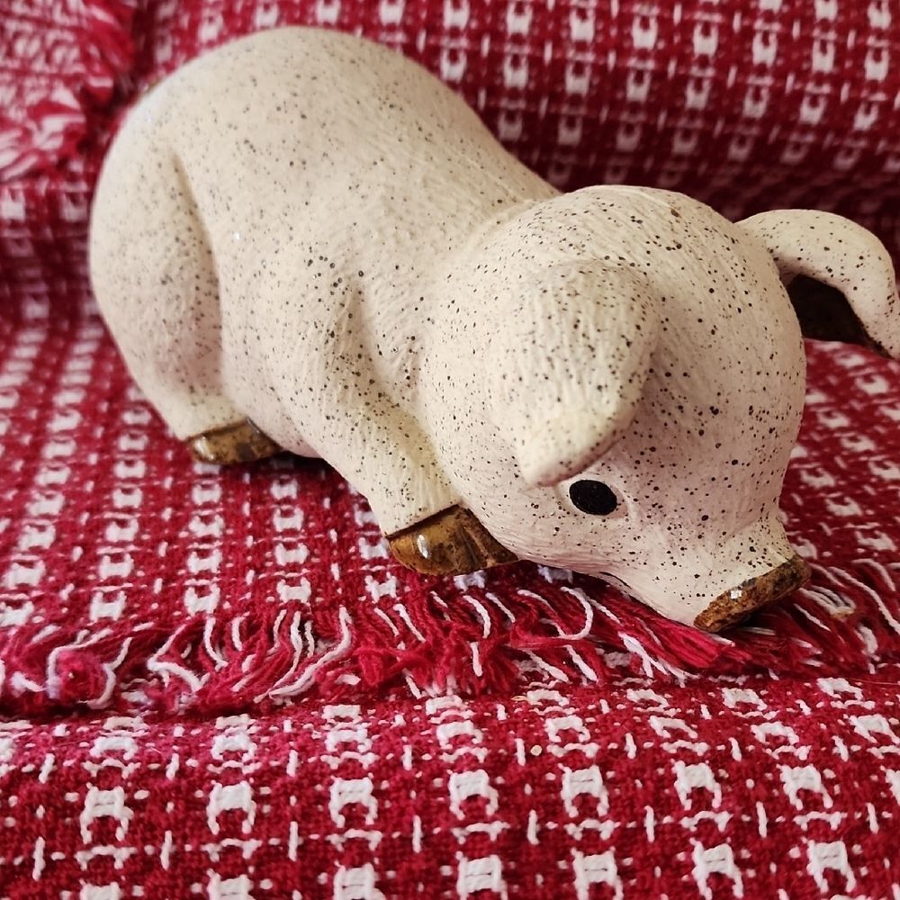 Speckled Ceramic Pig Figurine Farm House Chic